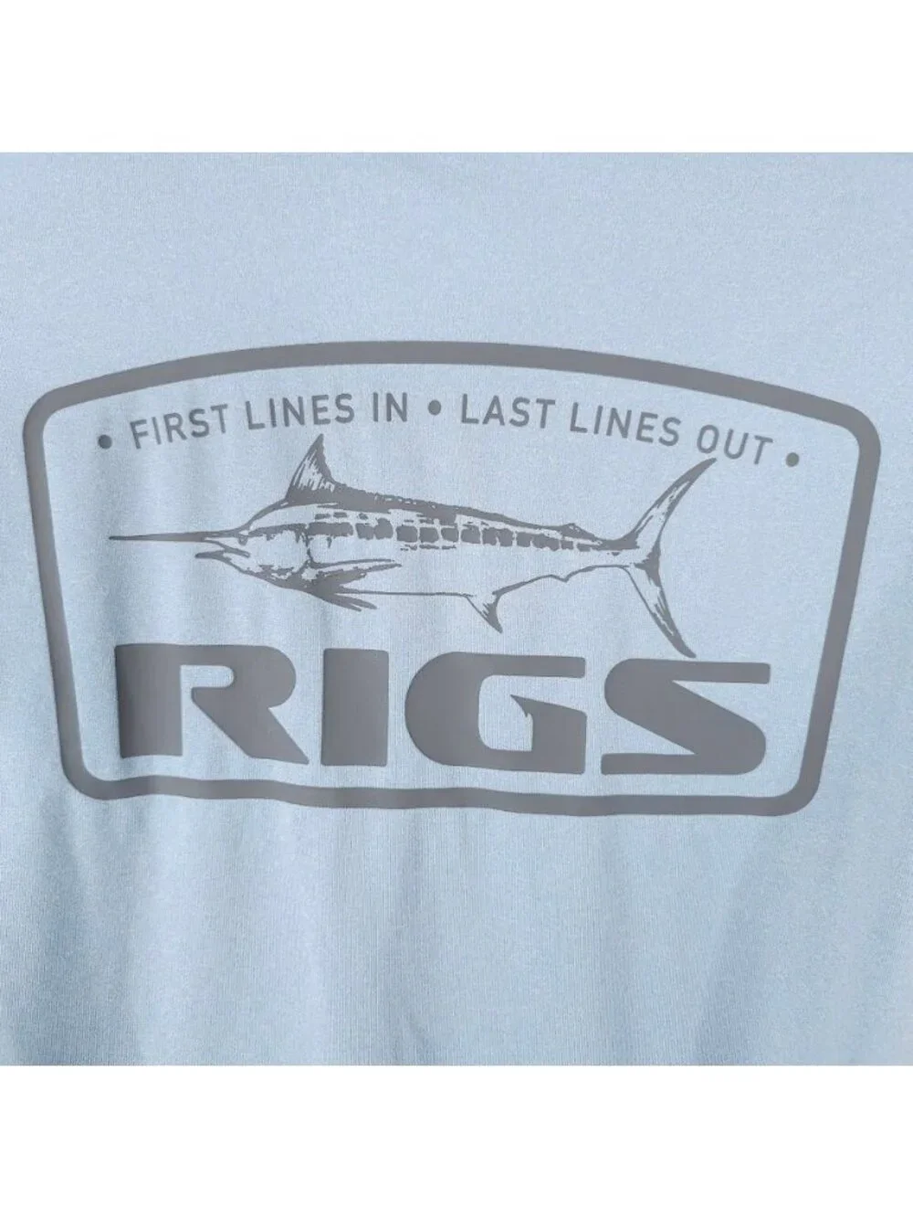 Rigs Fishing Shirt Mens Size Medium Blue Marlin Fish 50+ UPF Relaxed Fit - Picture 5 of 7